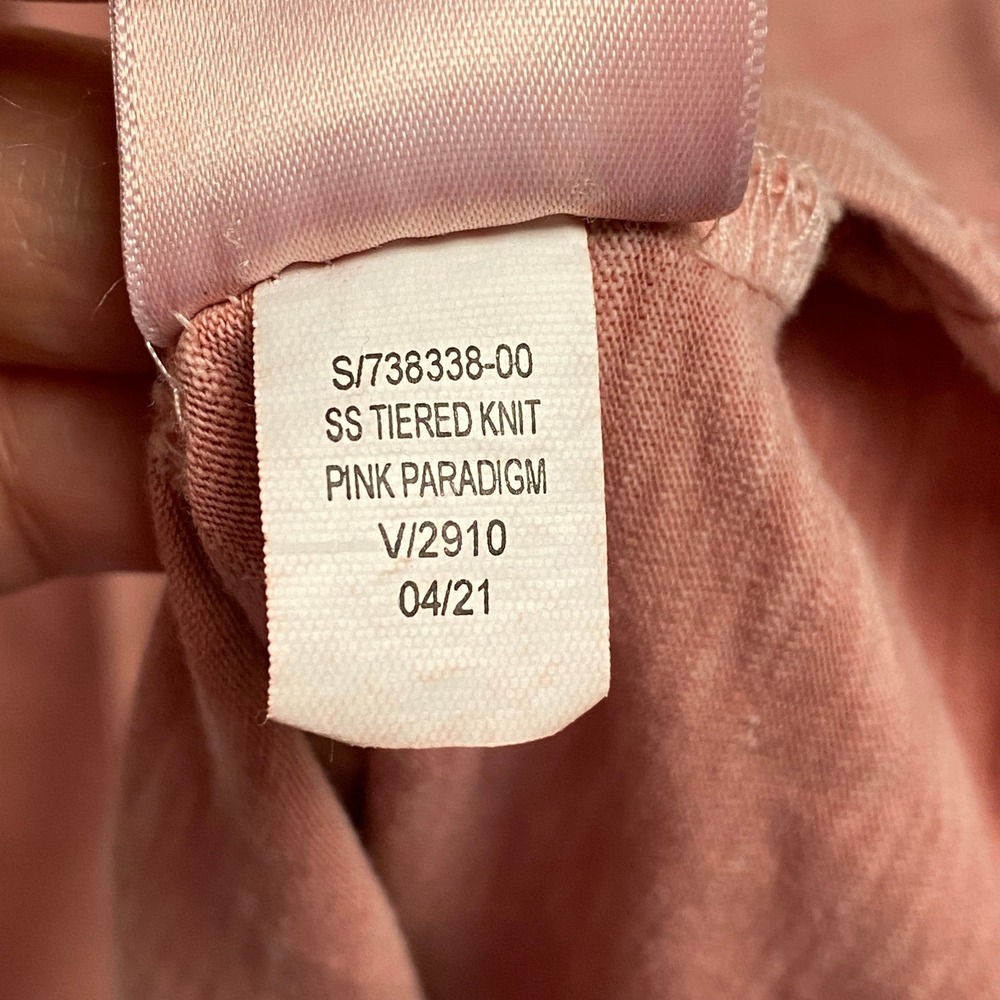 Old Navy Tiered Knit Maxi Dress Pink Paradigm Size L Short Sleeve Casual - Picture 7 of 11